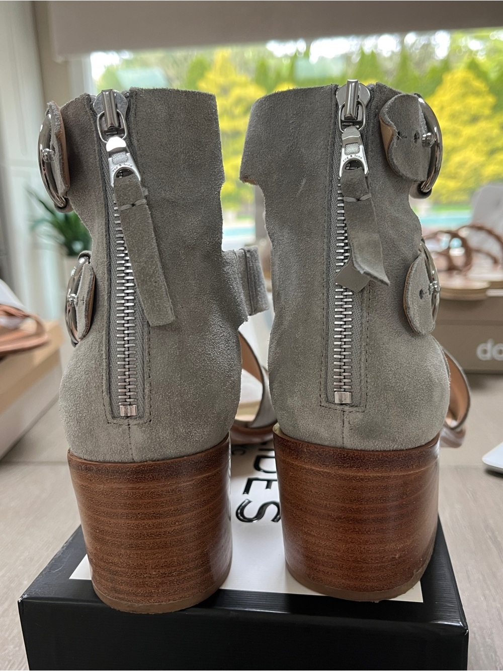 Rag & Bone Gray Suede Crisscross Ankle Strap Sandals - Women - Picture 4 of 11